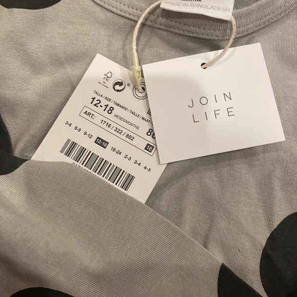 Zara Polka Dot Cotton Long Sleeve Tee 12-18 months - Picture 3 of 4